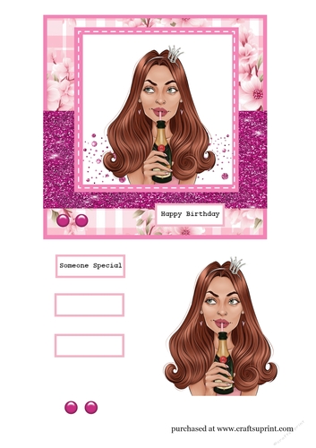 Birthday Girl prosecco red hair