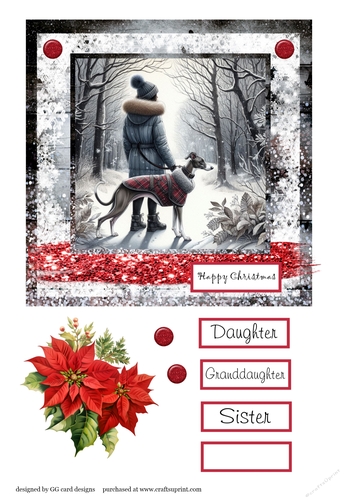 Christmas lady with whippet 1
