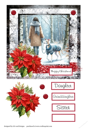 Christmas lady with whippet 2