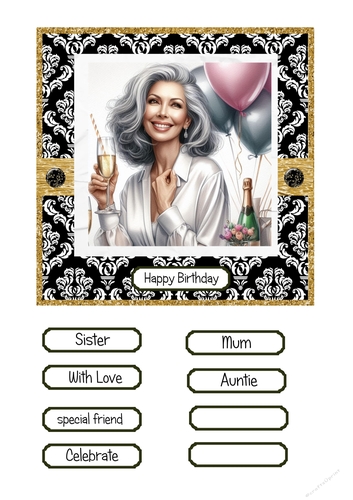 Birthday Champagne older lady