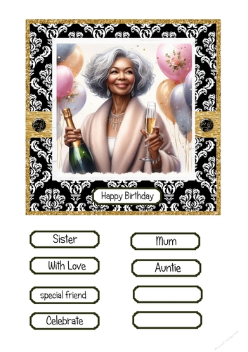Birthday Champagne older lady