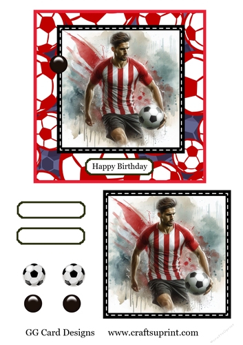Football topper red and white stripes 1