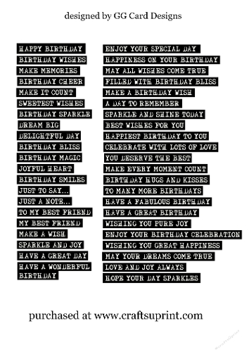A4 sheet of white on black sentiments