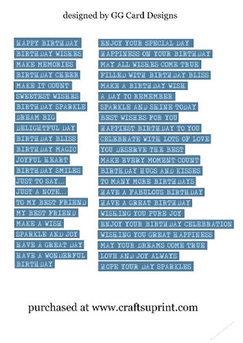 A4 sheet of blue sentiments
