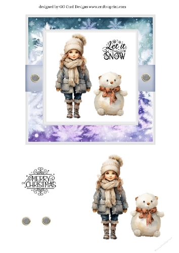 Girl with bear Christmas topper