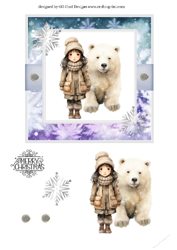 Girl with bear Christmas topper 1