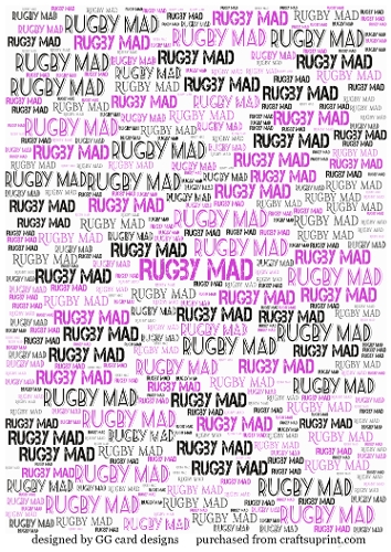 Rugby Mad backing paper pink