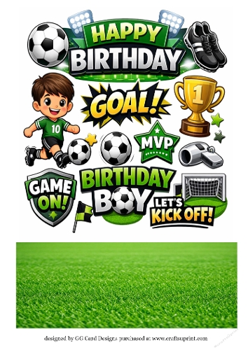 Football boy topper/sentiment sheet green