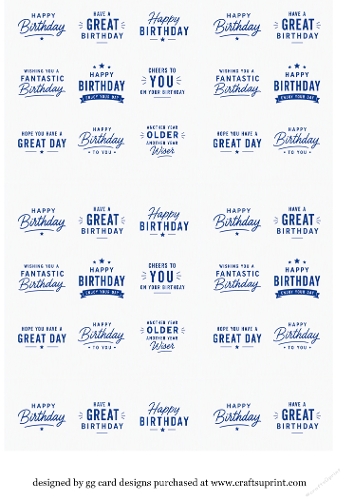 Birthday sentiment sheet blue