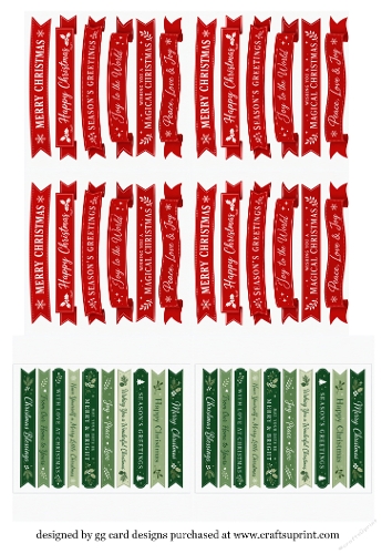 Christmas sentiment sheet red & green