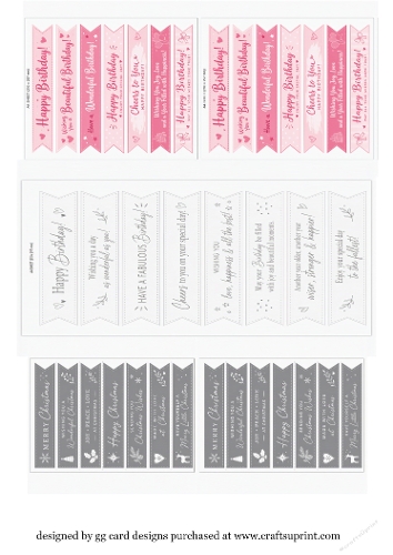 Christmas sentiment sheet pink and grey