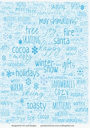 Blue Christmas word backing paper
