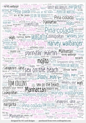 cocktails 1 words backing paper