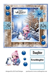 Girl with penguin christmas