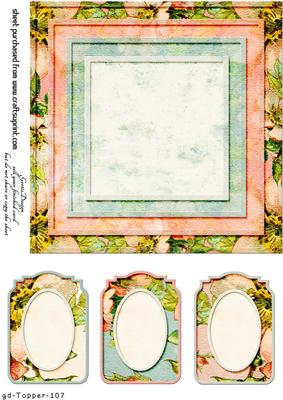Blank 7x7 Cardtopper and 3 Tags 107