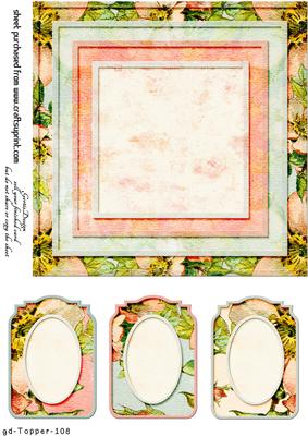 Blank 7x7 Cardtopper and 3 Tags 108