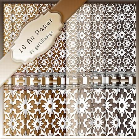 10 x A4 Flowers and Lace Backgroundpaper 115