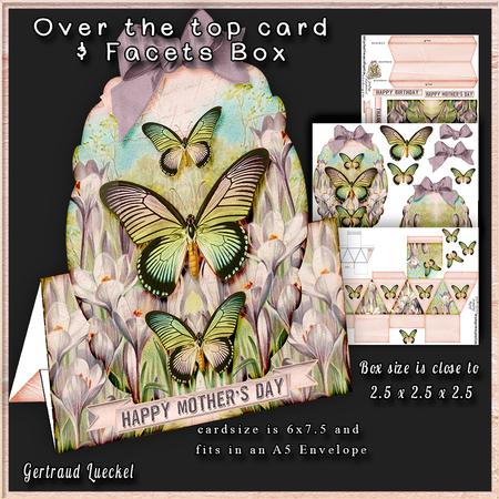 Over the Top Card with Facets Box Butterflies 177 Rosa