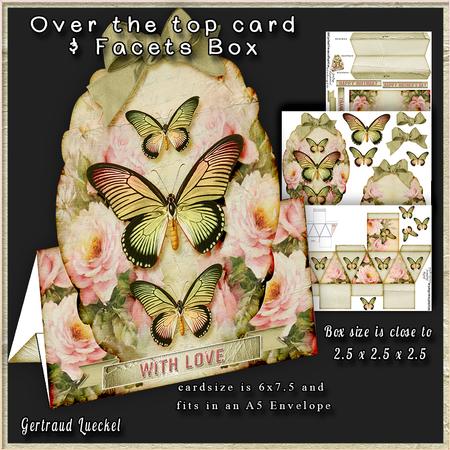 Over the Top Card with Facets Box Butterflies 178 Green