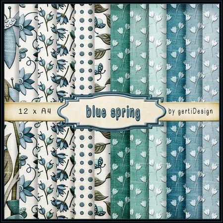 12 x A4 Backgroundpaper Blue Spring 124