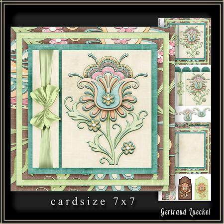 Cardtopper 7x7 with Inlet Soft Flower 222