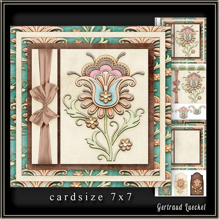 Cardtopper 7x7 with Inlet Soft Flower 223