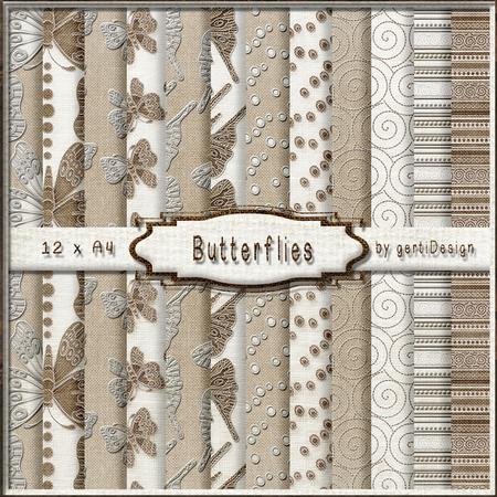12 x A4 Backgroundpaper Butterflies 127