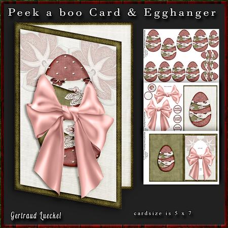 Peek a Boo Card with Egghanger Red Flower 226