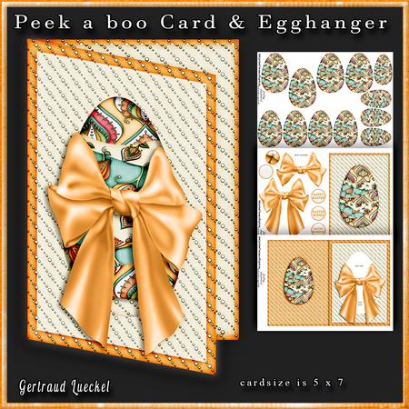 Peek a Boo Card with Egghanger Blue Flower 229