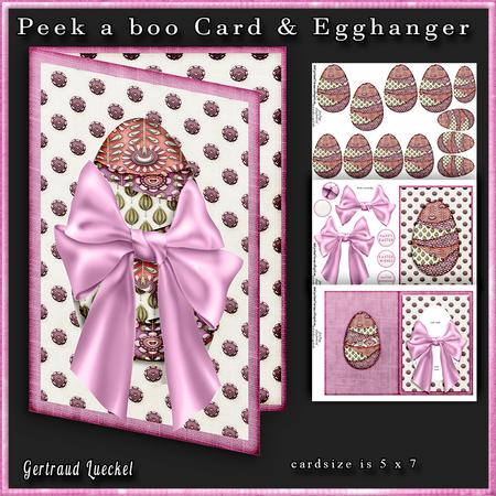 Peek a Boo Card with Egghanger Pink Flower 230