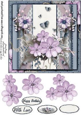 Cardtopper Purple Flower 234