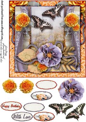 Cardtopper Purple Flower 236