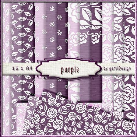 15 x A4 Backgroundpaper White Flower 134 Purple
