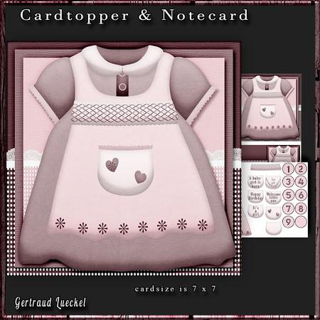 Cardtopper with Notecard Baby Girl 235