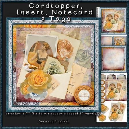 Cardtopper with Inlet Yellow Roses 131