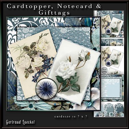 Cardtopper 7x7 with Inlet Blue Flower 238