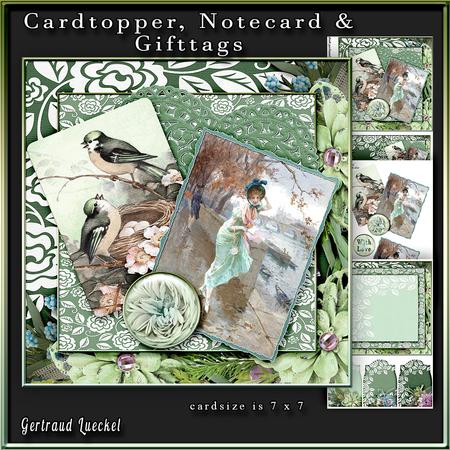 Cardtopper 7x7 with Inlet Green Flower 239