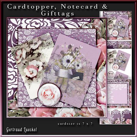 Cardtopper 7x7 with Inlet Purple Flower 240