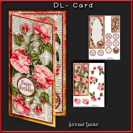 Dl Card with Inlet 255 All About Flowers Red