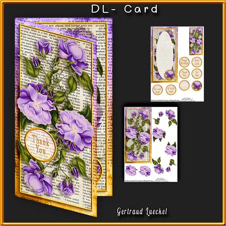 Dl Card with Inlet 255 All About Flowers Yellow Purple