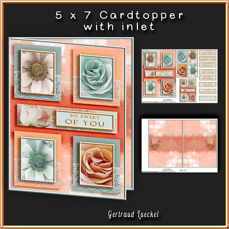 Cardtopper with Inlet Soft Roses 261