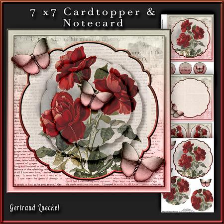 Cardtopper with Inlet All About Flowers Red 268