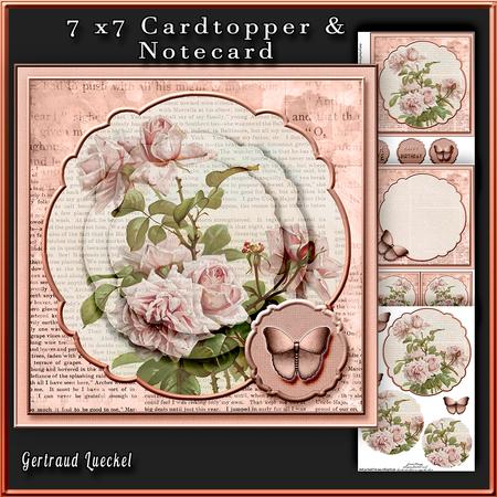Cardtopper with Inlet All About Flowers Soft Rose 270