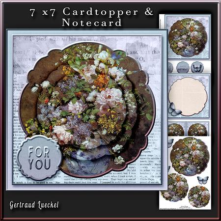 Cardtopper with Inlet All About Flowers Blue 271