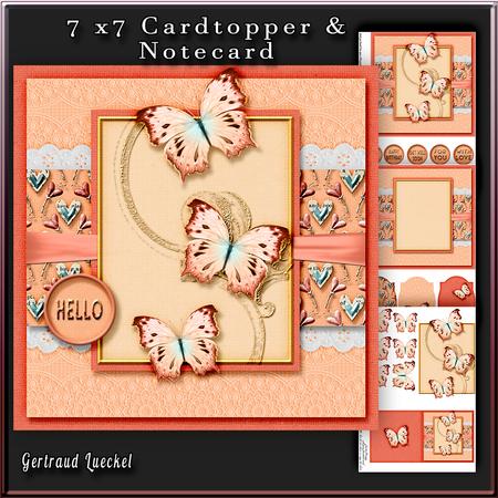 Cardtopper in Love with Butterflies Coralle 272