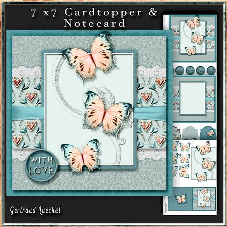 Cardtopper in Love with Butterflies Blue 273
