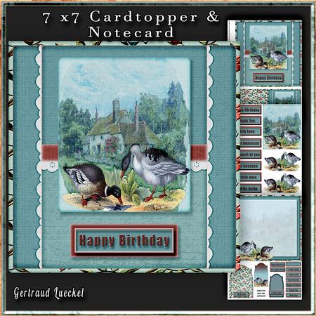 Cardtopper in Love with Ducks Blue 274