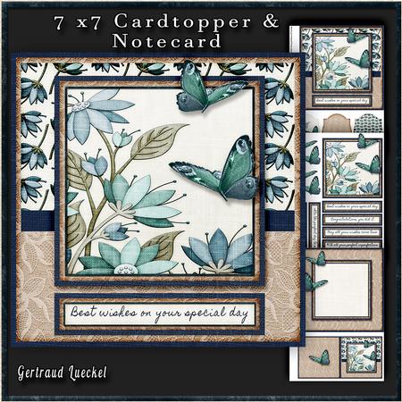 Cardtopper Blue Butterfly 275