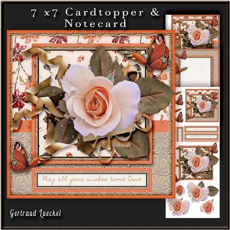 Cardtopper Butterfly & Roses 277