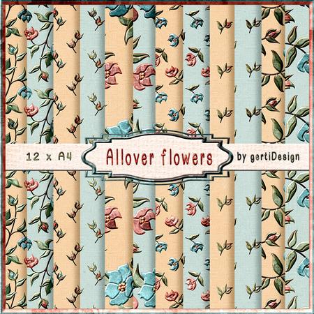 12 x A4 Backgroundpaper Allover Flowers 137